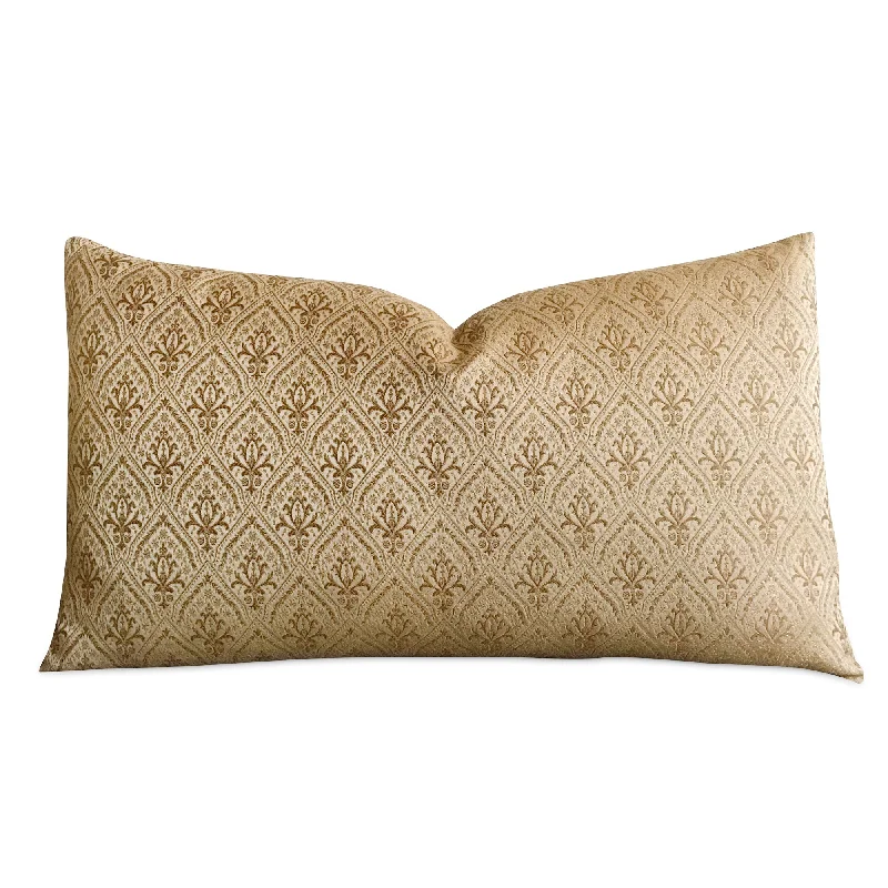 French Royal Gold Trellis Jacquard Luxury Woven Decorative Pillow Cover 15x26