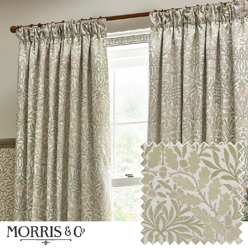 Acorn Multi Floral Jacquard Pencil Pleat Curtains Stone/Sage