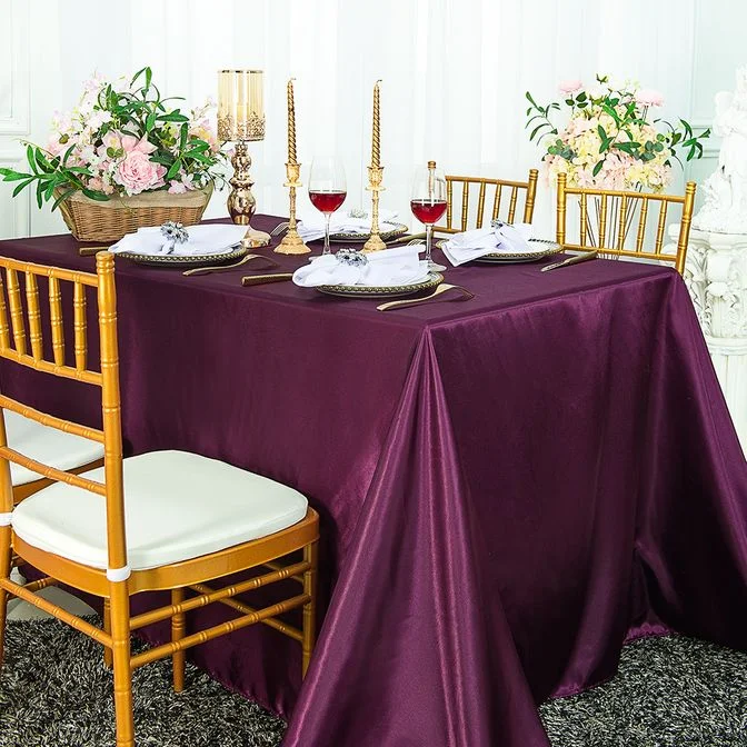 90"x156" Seamless Rectangular Satin Tablecloth - Plum (1pc)