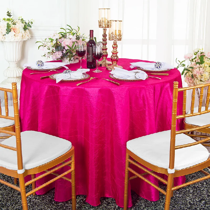 90" Seamless Round Crushed Taffeta Tablecloth - Fuchsia (1pc)