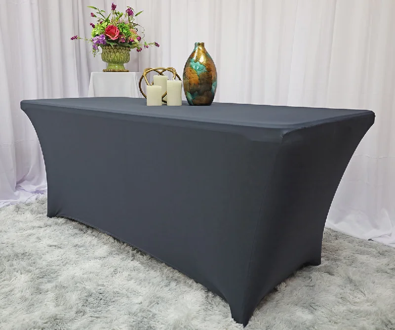 8 Ft Rectangular Spandex (220 GSM) Table Cover - Pewter/Charcoal (1pc)