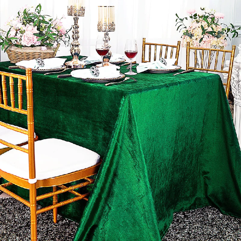 90"x132" Rectangular Seamless Italian Velvet Tablecloth - Emerald Green (1pc)