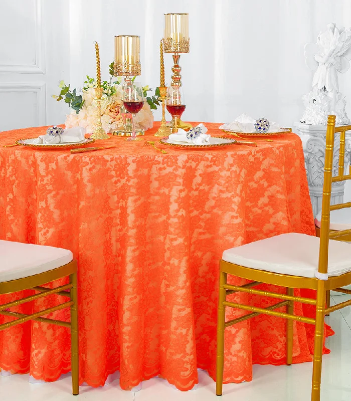 108" Round Caspari Lace Tablecloth/Table Overlay - Orange (1pc)