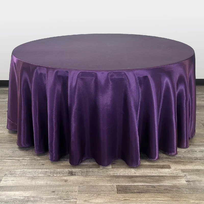 132 inch Satin Round Tablecloth Purple