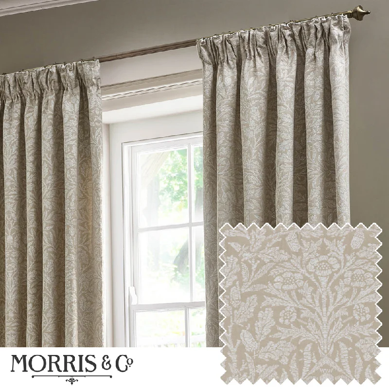 Acorn Tonal Matt Jacquard Pencil Pleat Curtains Linen