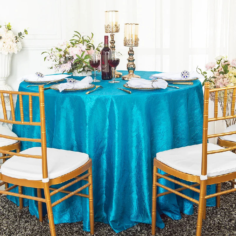 132" Round Crushed Taffeta Tablecloth - Turquoise (1pc)