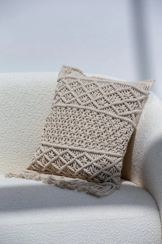 Patterned Natural White Cushion With Filler (2 Sizes)