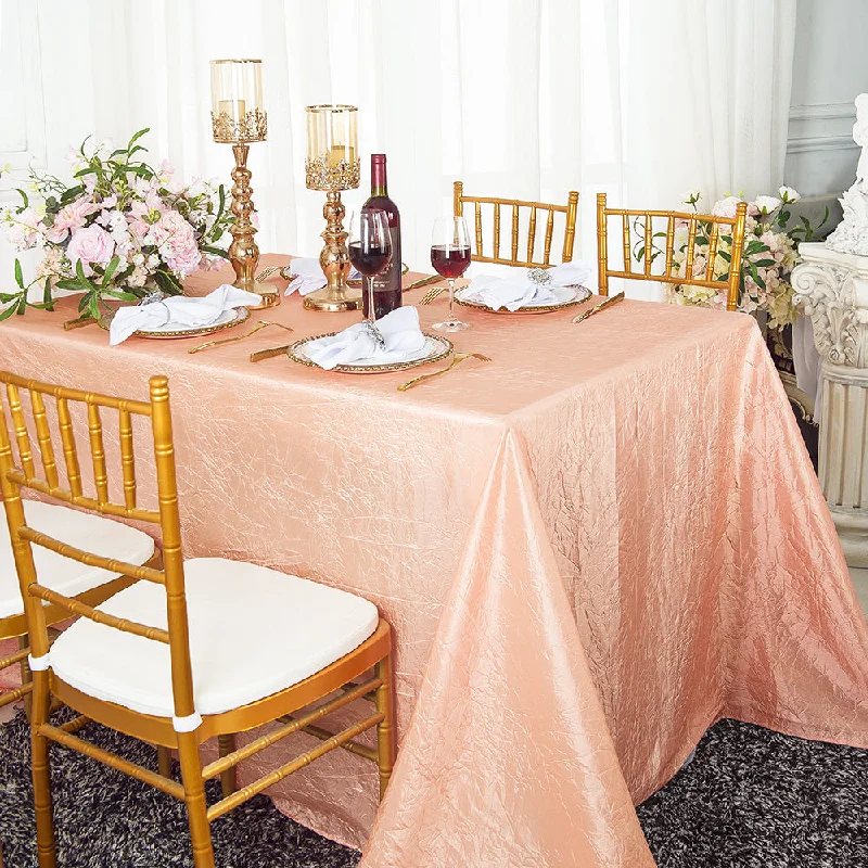 90"x132" Seamless Rectangular Crushed Taffeta Tablecloth - Apricot/Peach (1pc)