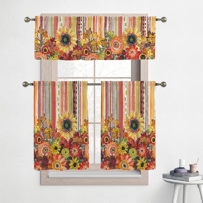 Laural Home Harvest Snippets 36" Kitchen Curtain Valance and Tiers Set