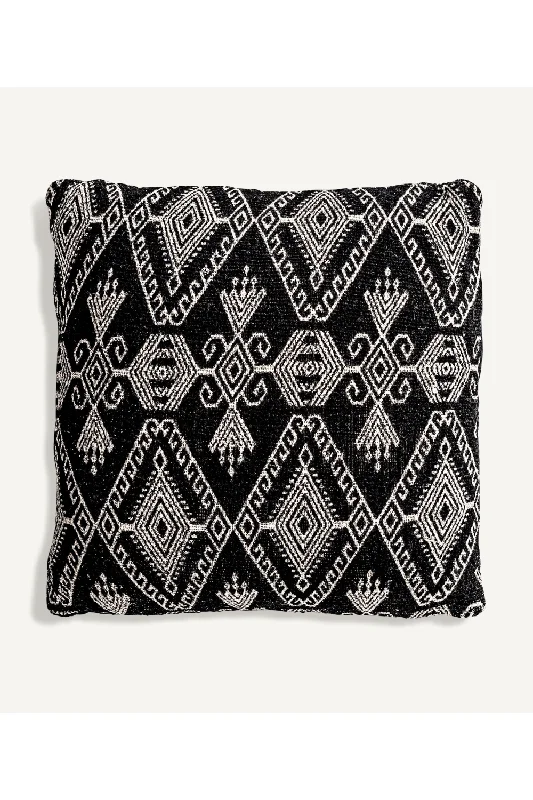 Black Cotton Printed Cushion | Vical Home Cleoa