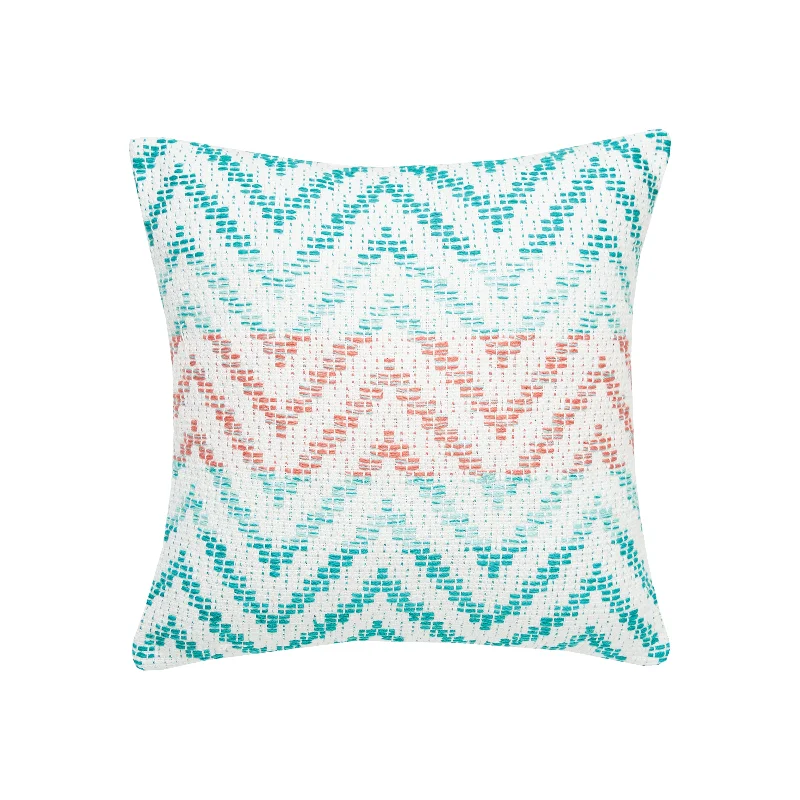 Chevron Coral & Green Pillow