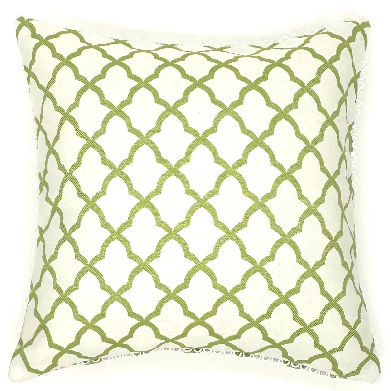 Lime/White Traditional Moroccan Throw Pillow Cover 16x16