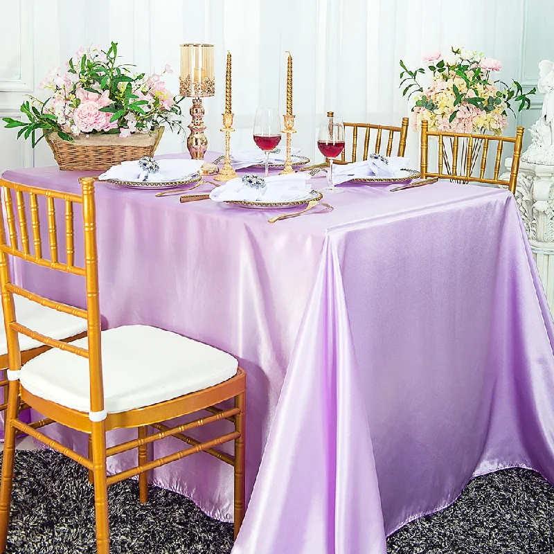 90"x132" Seamless Rectangular Satin Tablecloth - Lavender (1pc)