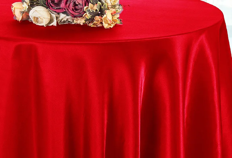 132" Round Heavy Duty Satin Tablecloth - Red (1pc)