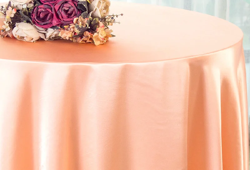 90" Seamless Round Satin Tablecloth - Apricot/Peach (1pc)