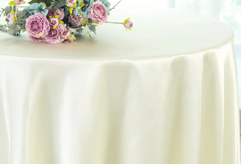 108" Seamless Round Satin Tablecloth - Ivory (1pc)