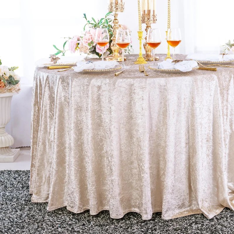 132" Round Ice Crushed Velvet (200 GSM) Tablecloth - Champagne (1pc)