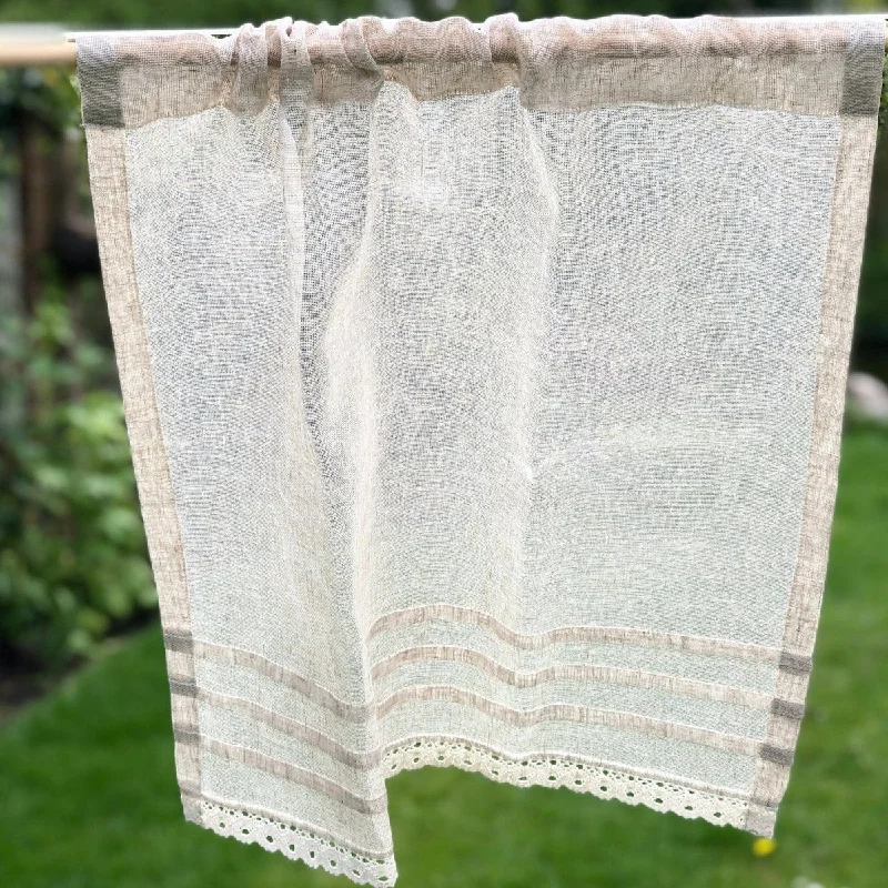 Lowton Sheer natural linen lace cafe curtain