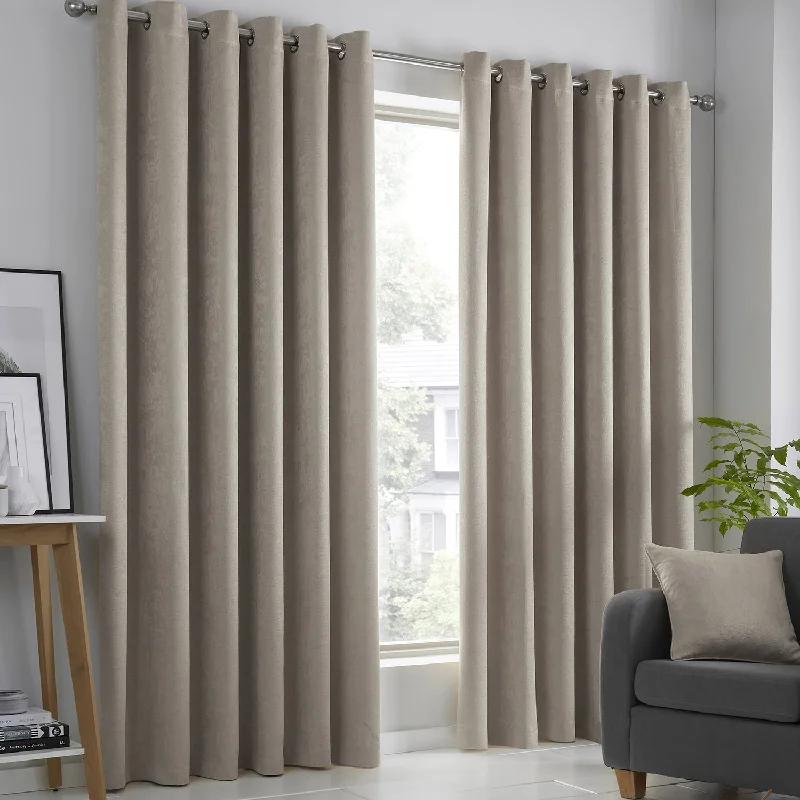 Strata Natural Dim Out Eyelet Curtains