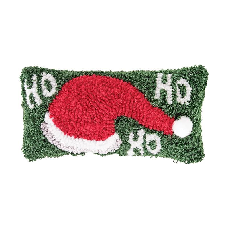 HoHoHo Hat Hooked Decorative Pillow