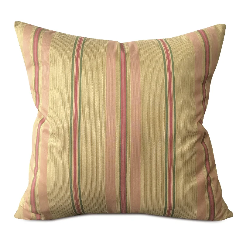 English Pastel Pink and Green Stripe Throw Pillow Cover 22x22