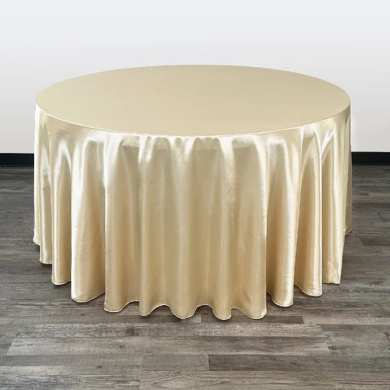 120 inch Satin Round Tablecloth Champagne