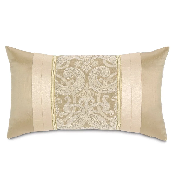 Evora Ivory Damask Lumbar Pillow Cover 15x26