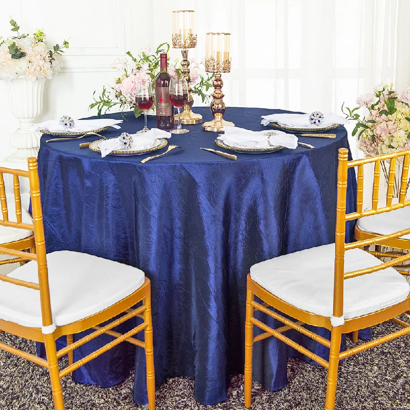 108" Seamless Round Crushed Taffeta Tablecloth - Navy Blue (1pc)