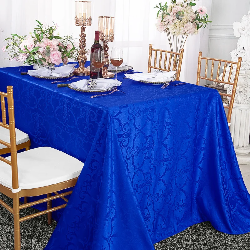 72"x120" Seamless Rectangular Versailles Chopin Damask Jacquard Polyester (220 GSM) Tablecloth - Royal Blue (1pc)