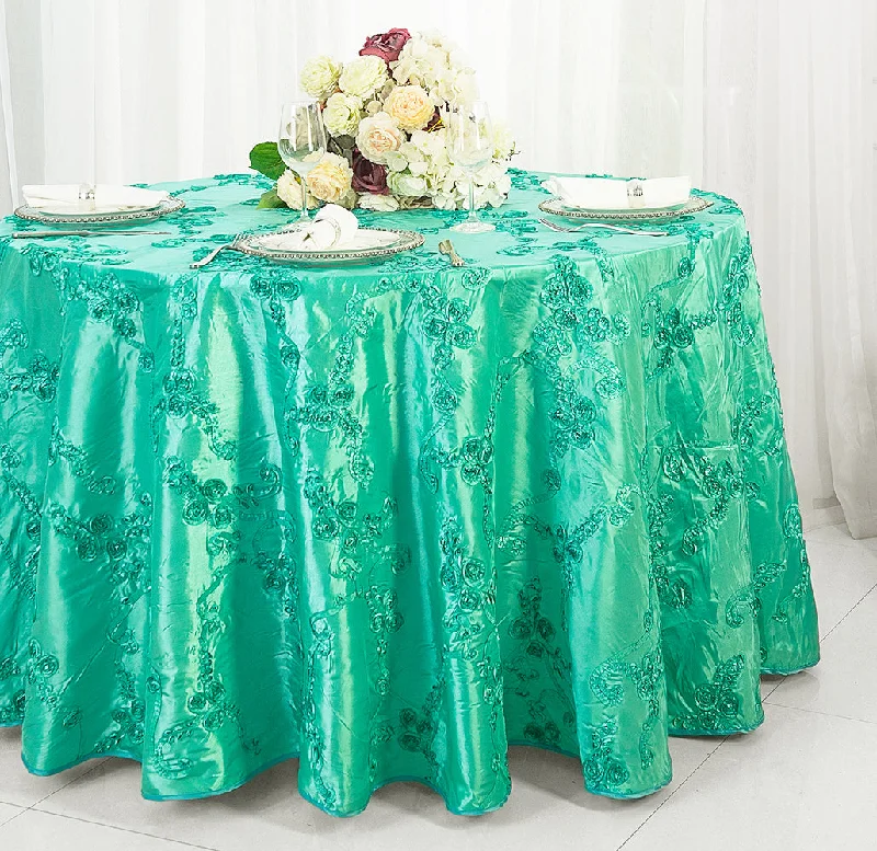 120" Seamless Round Ribbon Taffeta Tablecloth - Tiff Blue/Aqua Blue (1pc)