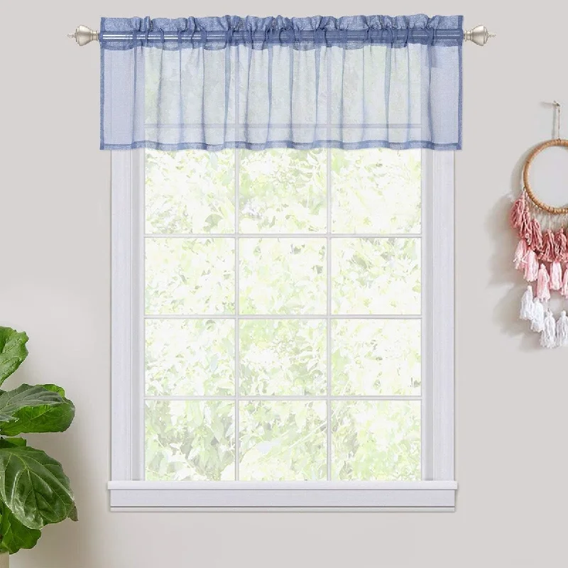 Voile Sheer Rod Pocket Kitchen Valance and Tier Curtains