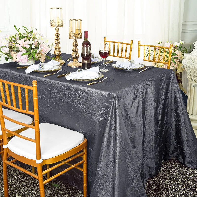 90"x156" Seamless Rectangular Crushed Taffeta Tablecloth - Pewter/Charcoal (1pc)