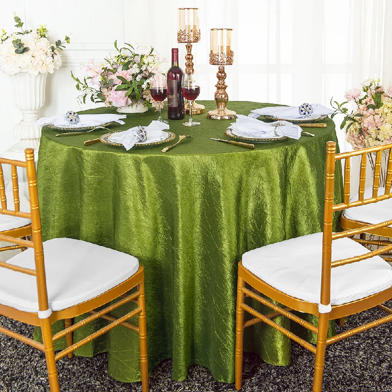 90" Seamless Round Crushed Taffeta Tablecloth - Moss Green (1pc)