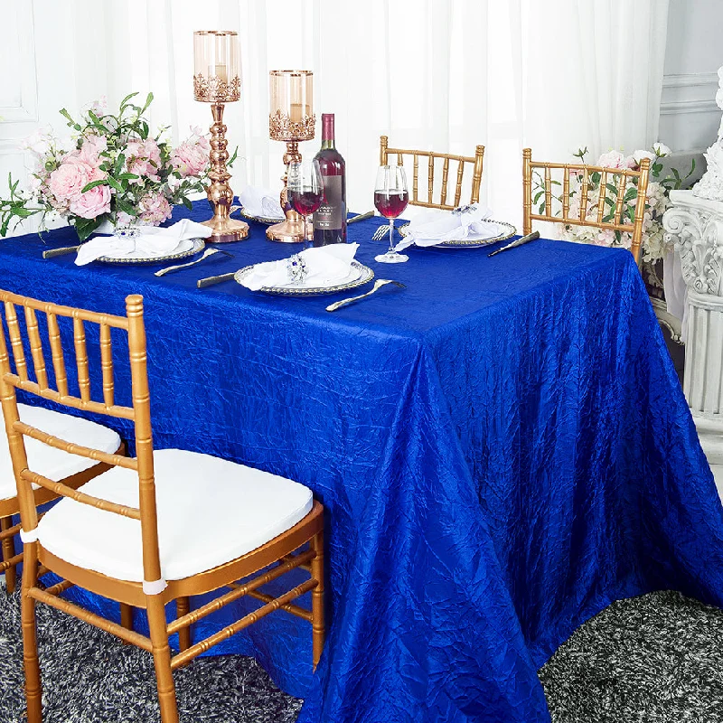 90"x156" Seamless Rectangular Crushed Taffeta Tablecloth - Royal Blue (1pc)