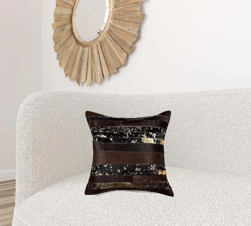 18 X 18 Chocolate Cowhide Throw Pillow