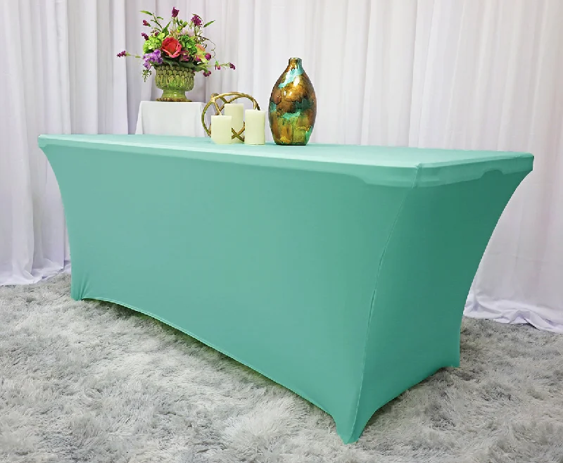 8 Ft Rectangular Spandex (220 GSM) Table Cover - Tiff Blue/Aqua Blue (1pc)