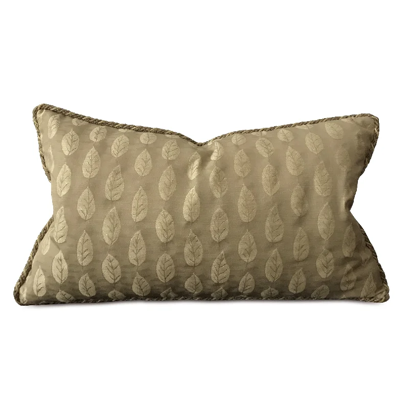 Lodge Woven Tan Leaf Lumbar Pillow Cover 15x26