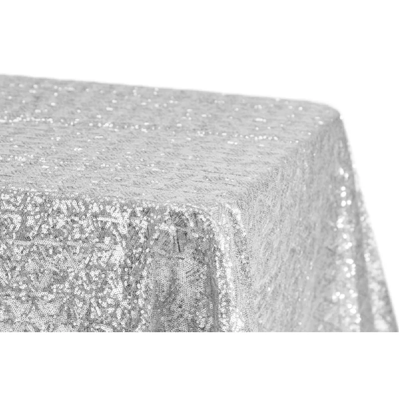 Diamond Glitz Sequin Rectangular Tablecloth 90"x156" - Silver