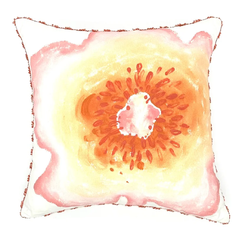 Floral Canvas Hand Painted Design Throw Pillow Cover 18x18