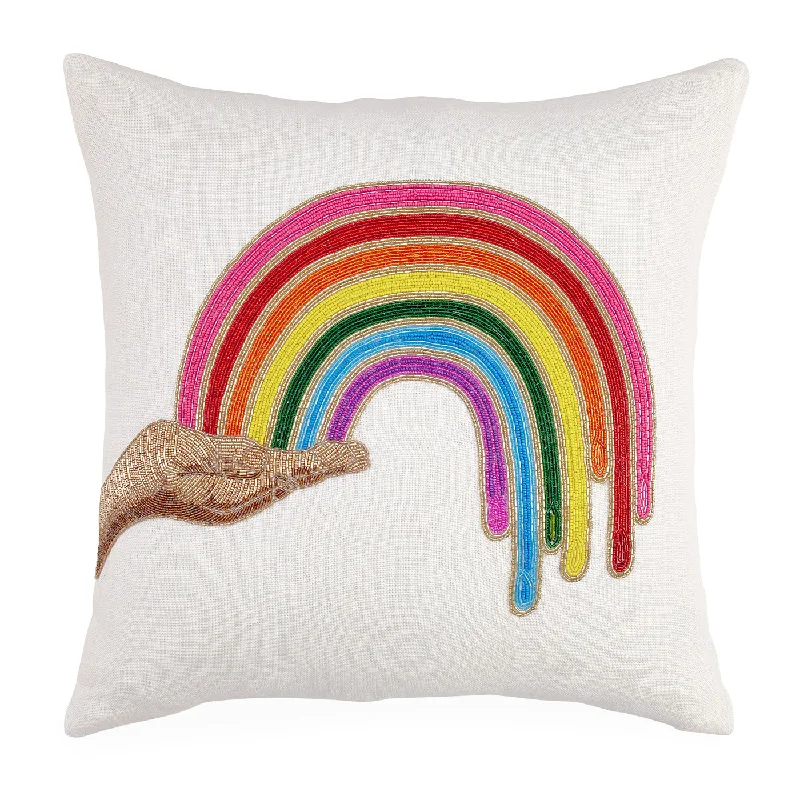 Rainbow Hand Beaded Pillow