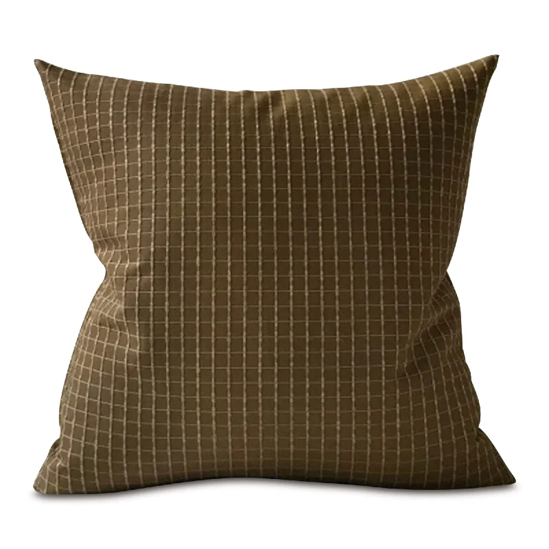 Mocha Check Throw Pillow Cover 22x22