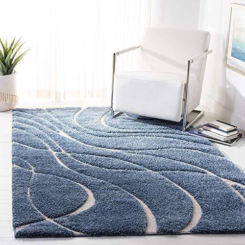 RN Home Furnishing Carpet Super Modern Shag Area Silky Smooth Rugs Fluffy Rugs Anti-Skid Shaggy Area Rug,Bedroom (3x5 feet, Blue)