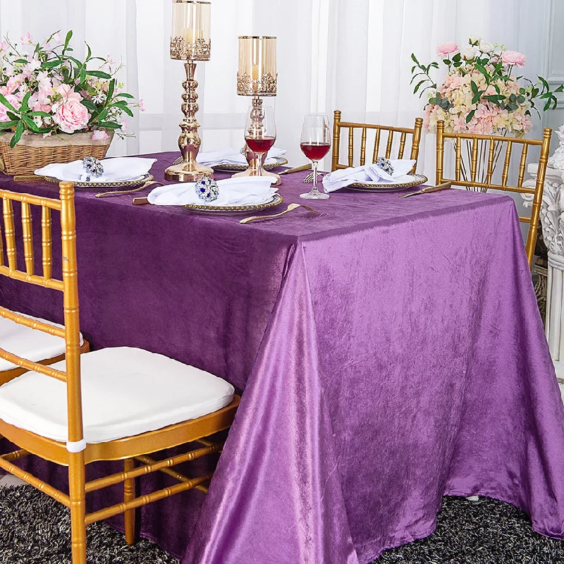 90"x132" Rectangular Seamless Italian Velvet Tablecloth - Victoria Lilac/Lavender (1pc)