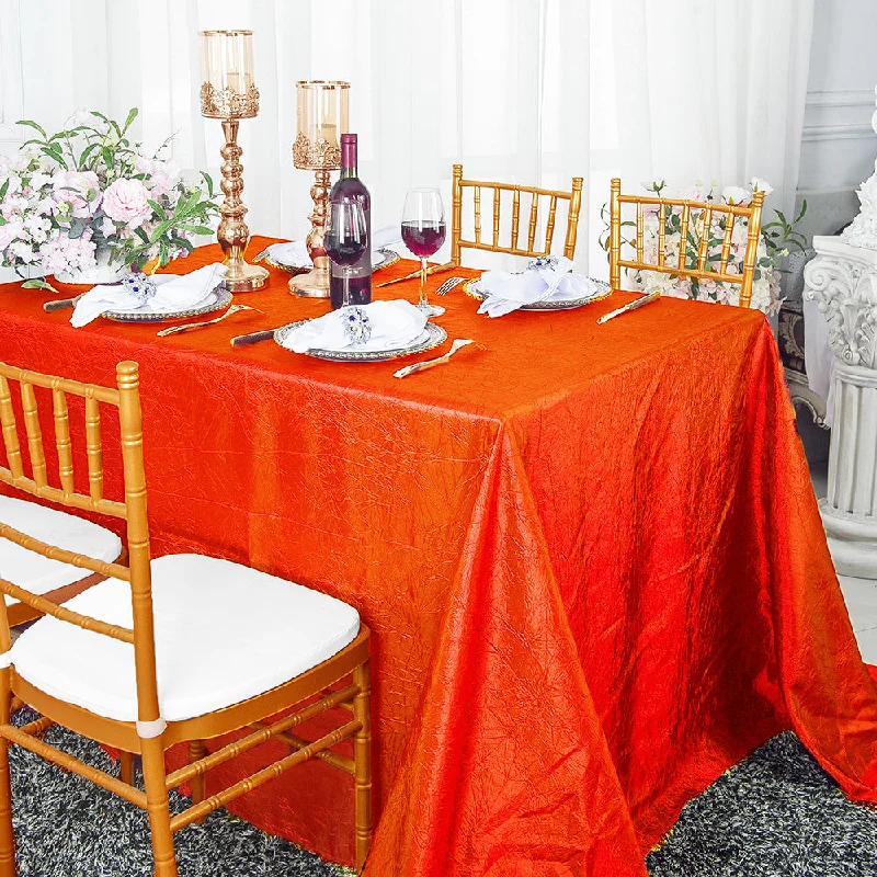 90"x132" Seamless Rectangular Crushed Taffeta Tablecloth - Orange (1pc)