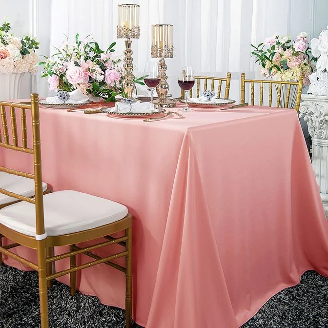 90"x132" Seamless Rectangular Scuba (Wrinkle-Free) (240 GSM) Tablecloth - Rose Pink (1pc)