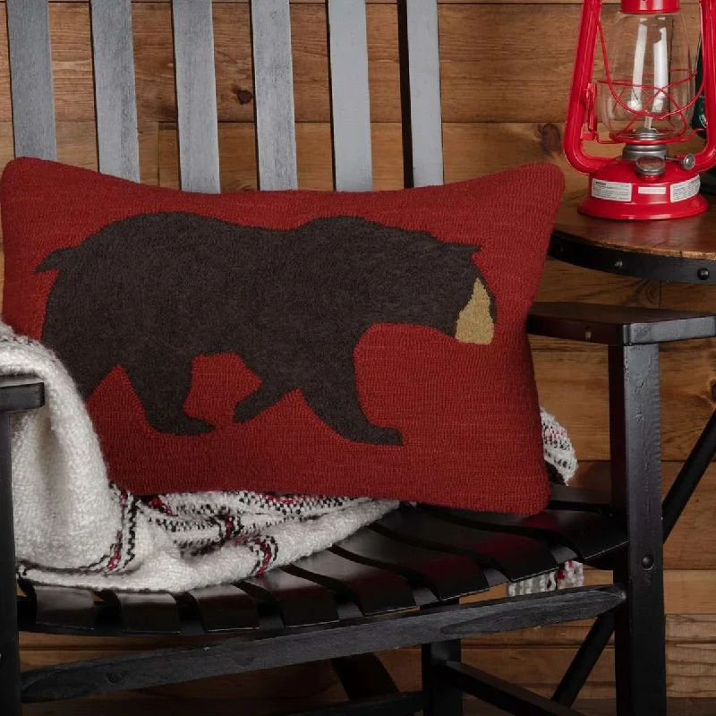 Wyatt Bear Hooked Pillow 14"x22"