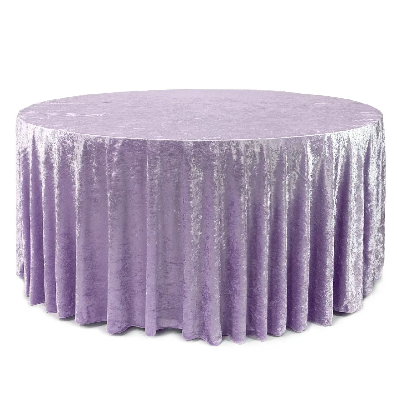 132 Inch Round Crushed Velvet Tablecloth Lavender