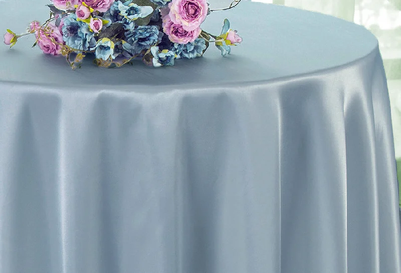 120" Seamless Round Satin Tablecloth - Dusty Blue (1pc)