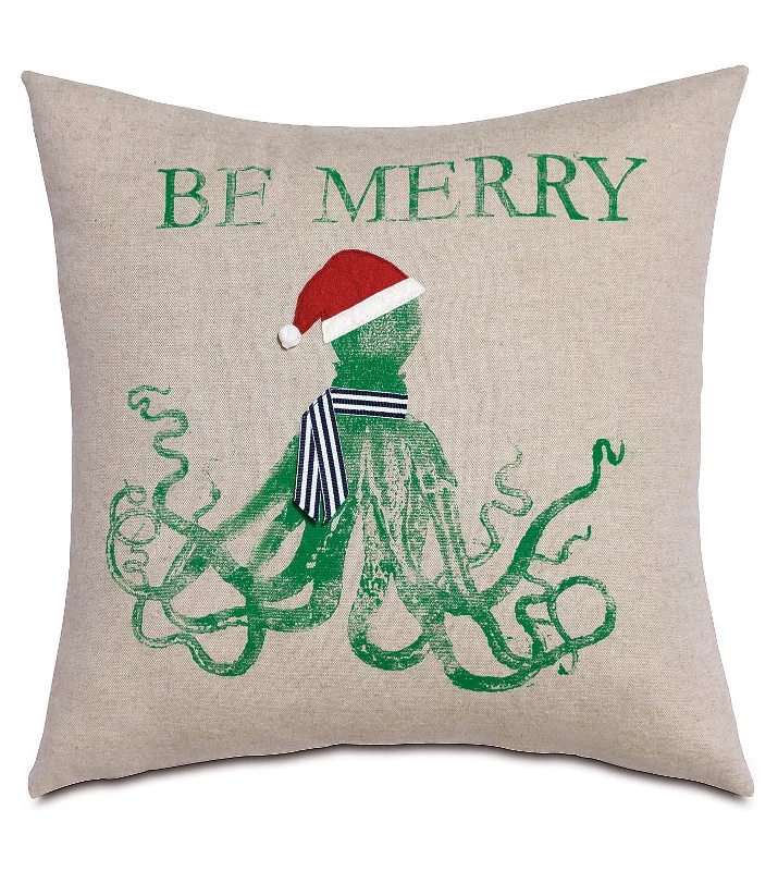 Festive Beach Creature Throw Pillow Cover - 2 Designs - 18x18