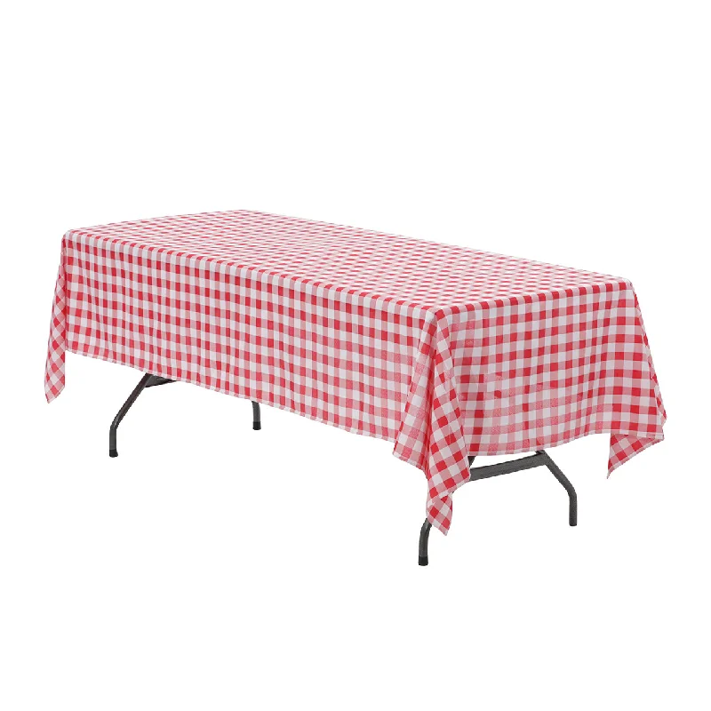 60 x 102 inch Polyester Rectangular Tablecloth Checkered Red